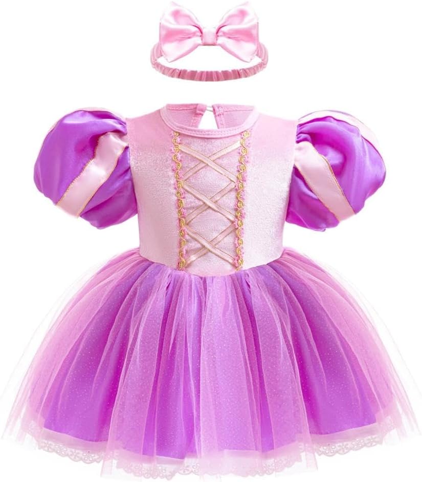 Dressy Daisy Infant Baby Girl Princess Dress Costume Romper Tulle Tutu Fancy Birthday Halloween Bodysuit Outfit with Headband