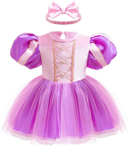 Dressy Daisy Infant Baby Girl Princess Dress Costume Romper Tulle Tutu Fancy Birthday Halloween Bodysuit Outfit with Headband