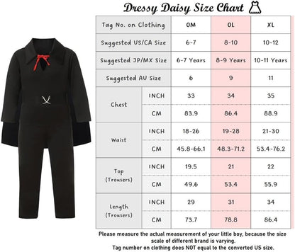 Dressy Daisy Little Kids Boys Black Zorro Halloween Party Dress Up Costume Outfit Set with Cape, Mask and Hat Size 6-12