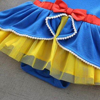 Dressy Daisy Princess Onesie Romper Fancy Dress Costume Halloween Birthday Bodysuit Outfit with Headband for Infant Baby Girl