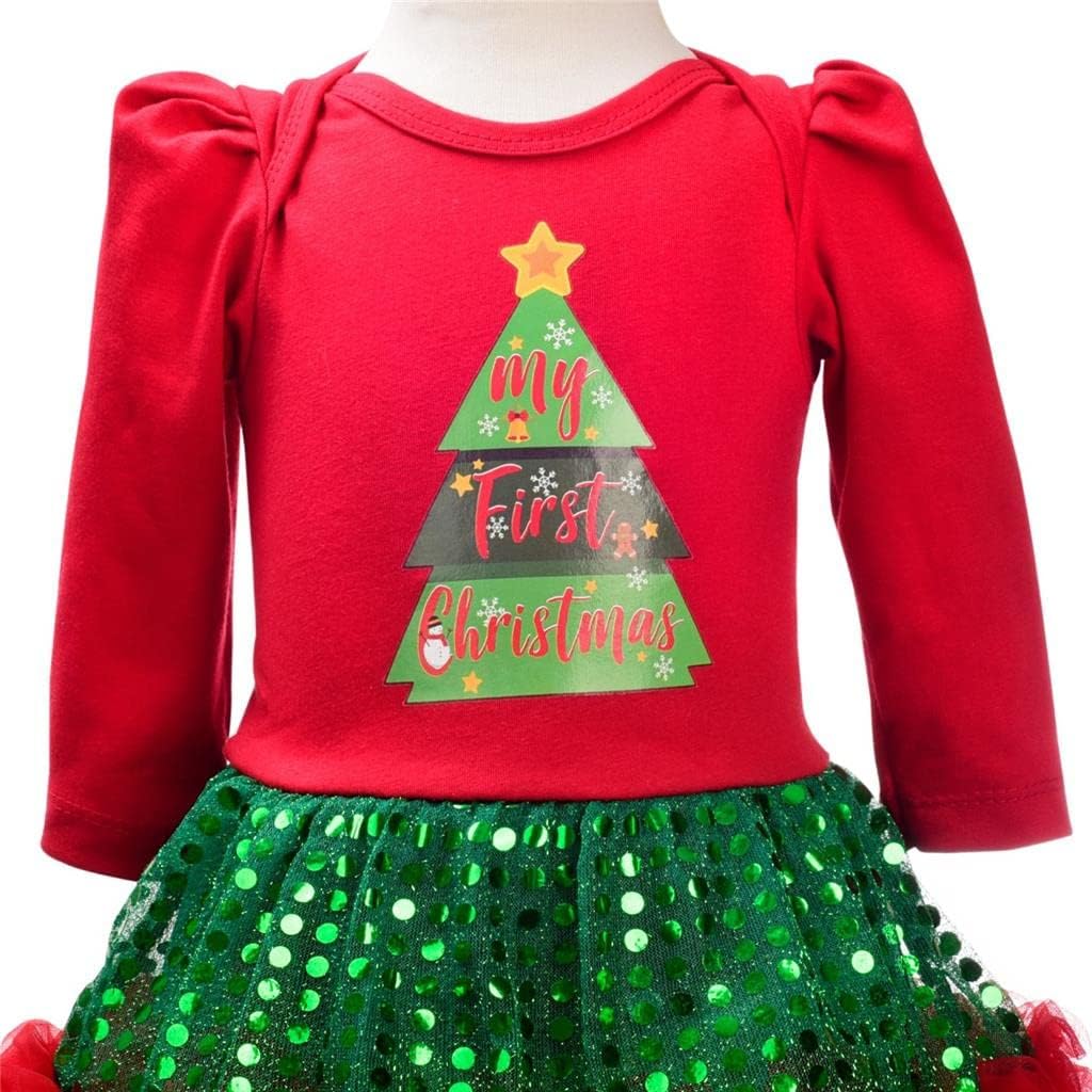 Dressy Daisy My 1st First Christmas Outfits for Baby Girls Xmas Party Onesie Romper Bodysuit Tutu Dress Set