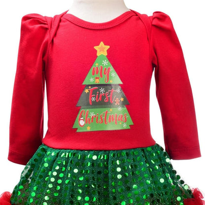 Dressy Daisy My 1st First Christmas Outfits for Baby Girls Xmas Party Onesie Romper Bodysuit Tutu Dress Set