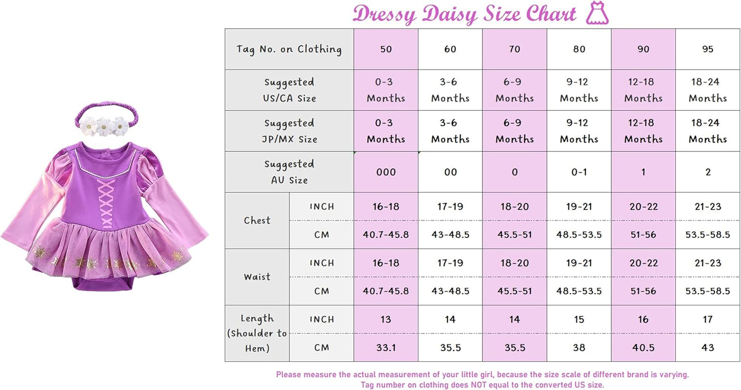 Dressy Daisy Princess Onesie Romper Fancy Dress Costume Halloween Birthday Bodysuit Outfit with Headband for Infant Baby Girl