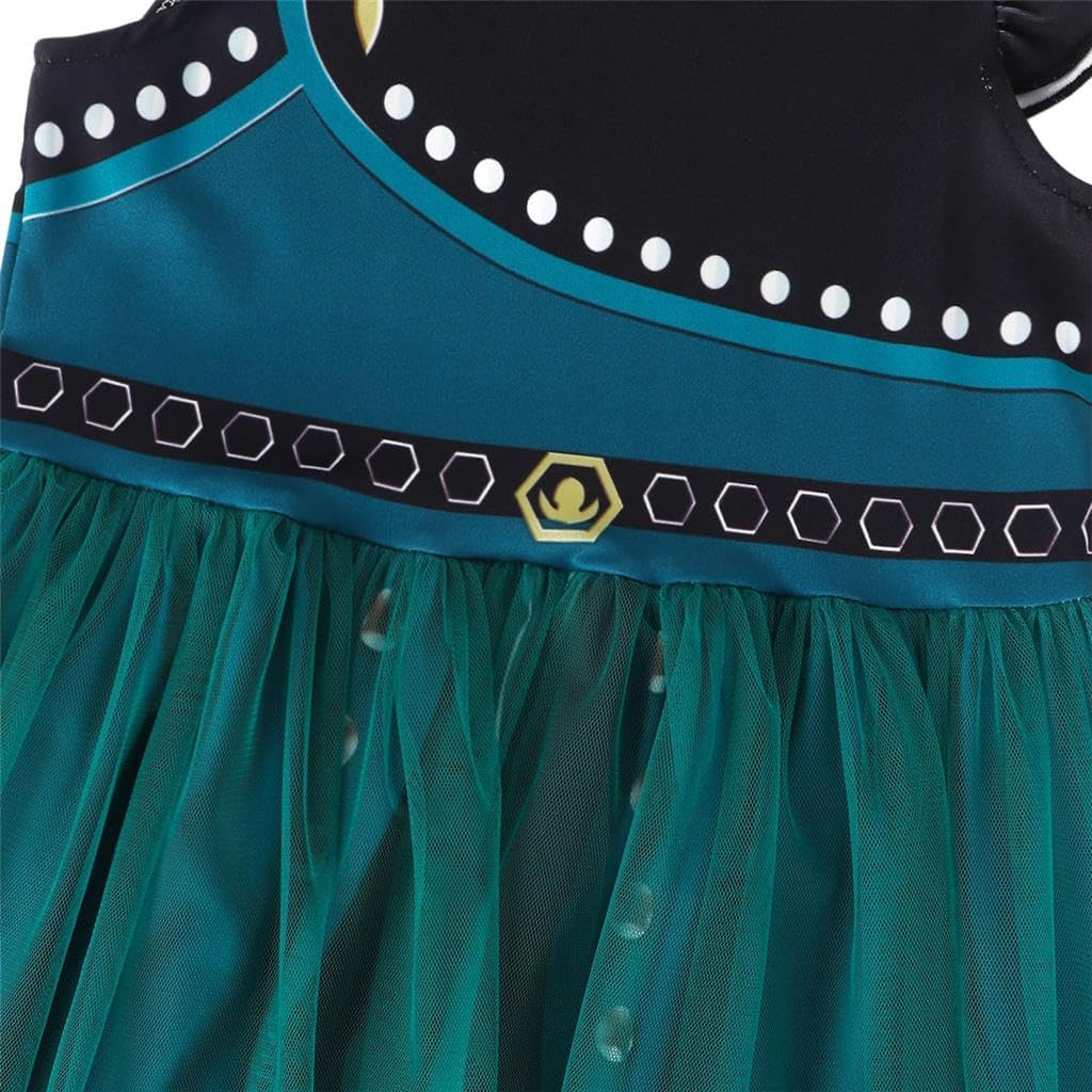 Dressy Daisy Ice Princess Coronation Costume Outfit, Toddler Little Girls for Casual Dress Birthday Party, Size 2T-10 Green
