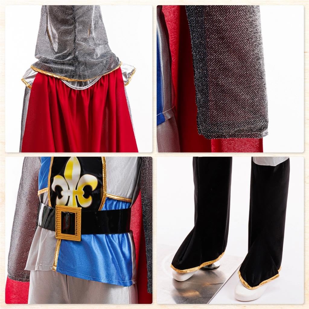 Dressy Daisy 5-10 Years Boys Knight Costume with Cape Sword Shield Belt Hood Halloween Medieval Festival School Play Birthday