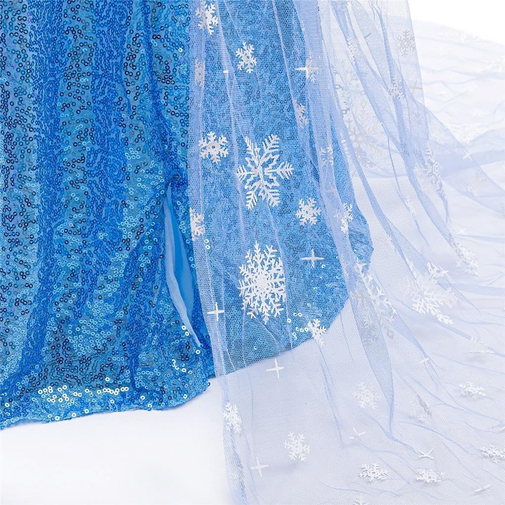 Dressy Daisy Princess Costume Girls Sparkly Sequin Dress Cape Kids Birthday Halloween Outfit Long Sleeves, Blue Pink White