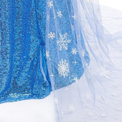 Dressy Daisy Princess Costume Girls Sparkly Sequin Dress Cape Kids Birthday Halloween Outfit Long Sleeves, Blue Pink White