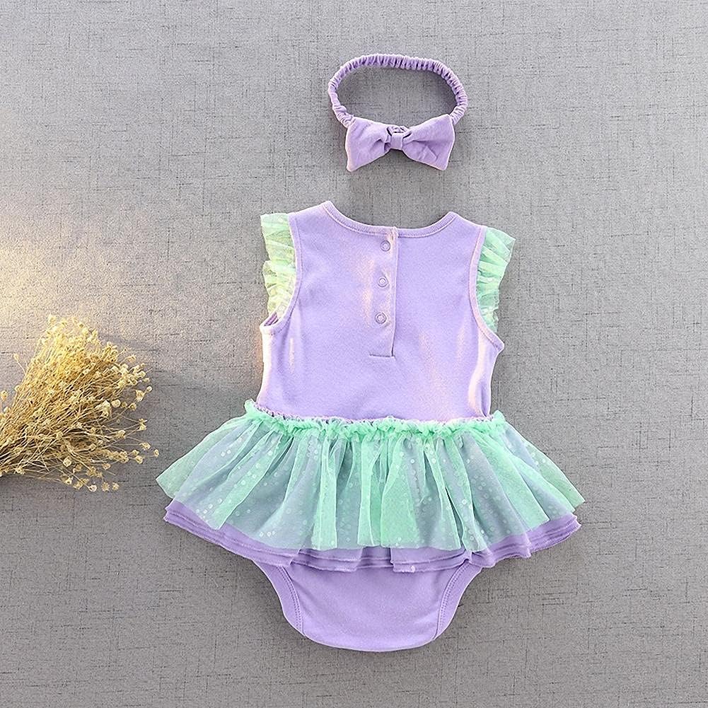 Dressy Daisy Princess Onesie Romper Fancy Dress Costume Halloween Birthday Bodysuit Outfit with Headband for Infant Baby Girl