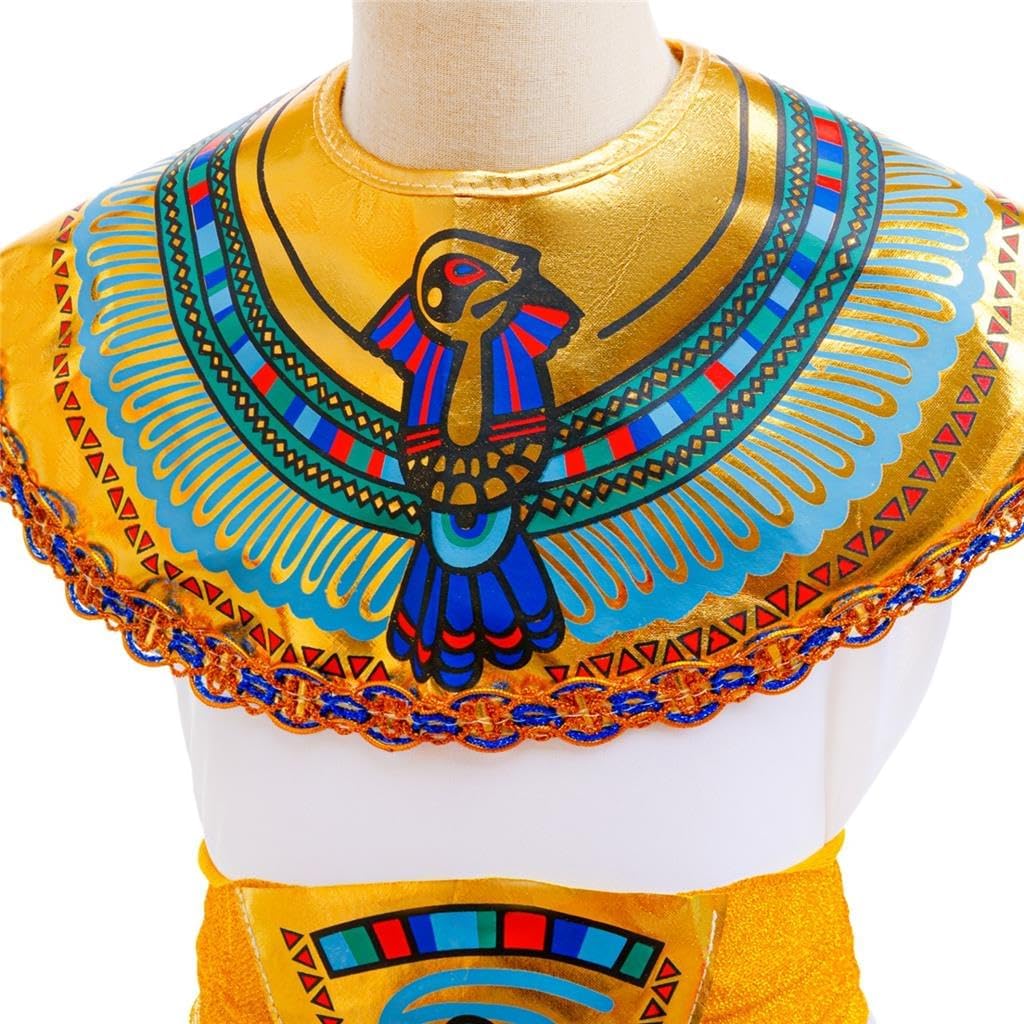 Dressy Daisy Cleopatra Costume Girls Kids Egyptian Queen Goddess Outfit Accessories Set, Halloween Dress Up Size 4T - 14