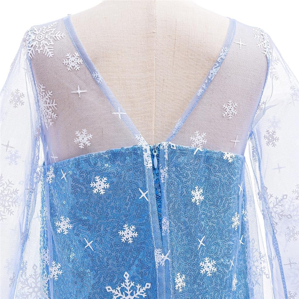 Dressy Daisy Princess Costume Girls Sparkly Sequin Dress Cape Kids Birthday Halloween Outfit Long Sleeves, Blue Pink White