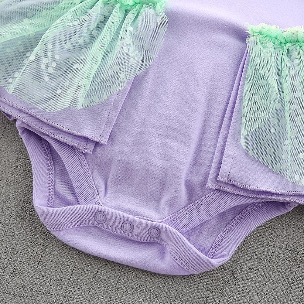 Dressy Daisy Princess Onesie Romper Fancy Dress Costume Halloween Birthday Bodysuit Outfit with Headband for Infant Baby Girl
