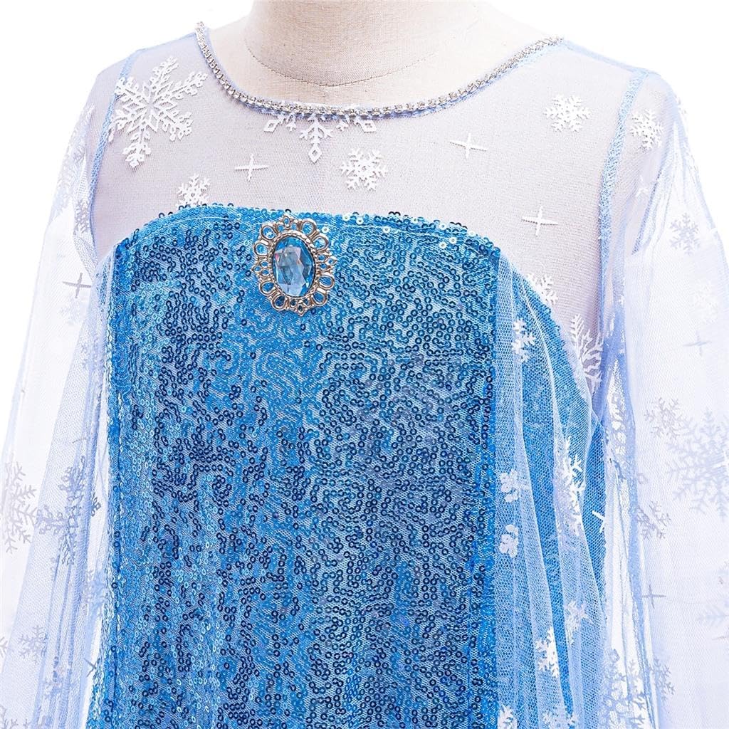 Dressy Daisy Princess Costume Girls Sparkly Sequin Dress Cape Kids Birthday Halloween Outfit Long Sleeves, Blue Pink White