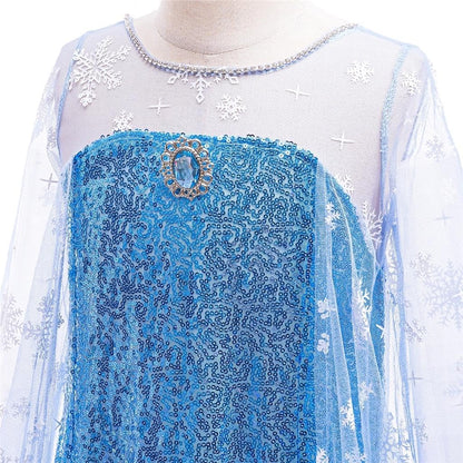 Dressy Daisy Princess Costume Girls Sparkly Sequin Dress Cape Kids Birthday Halloween Outfit Long Sleeves, Blue Pink White