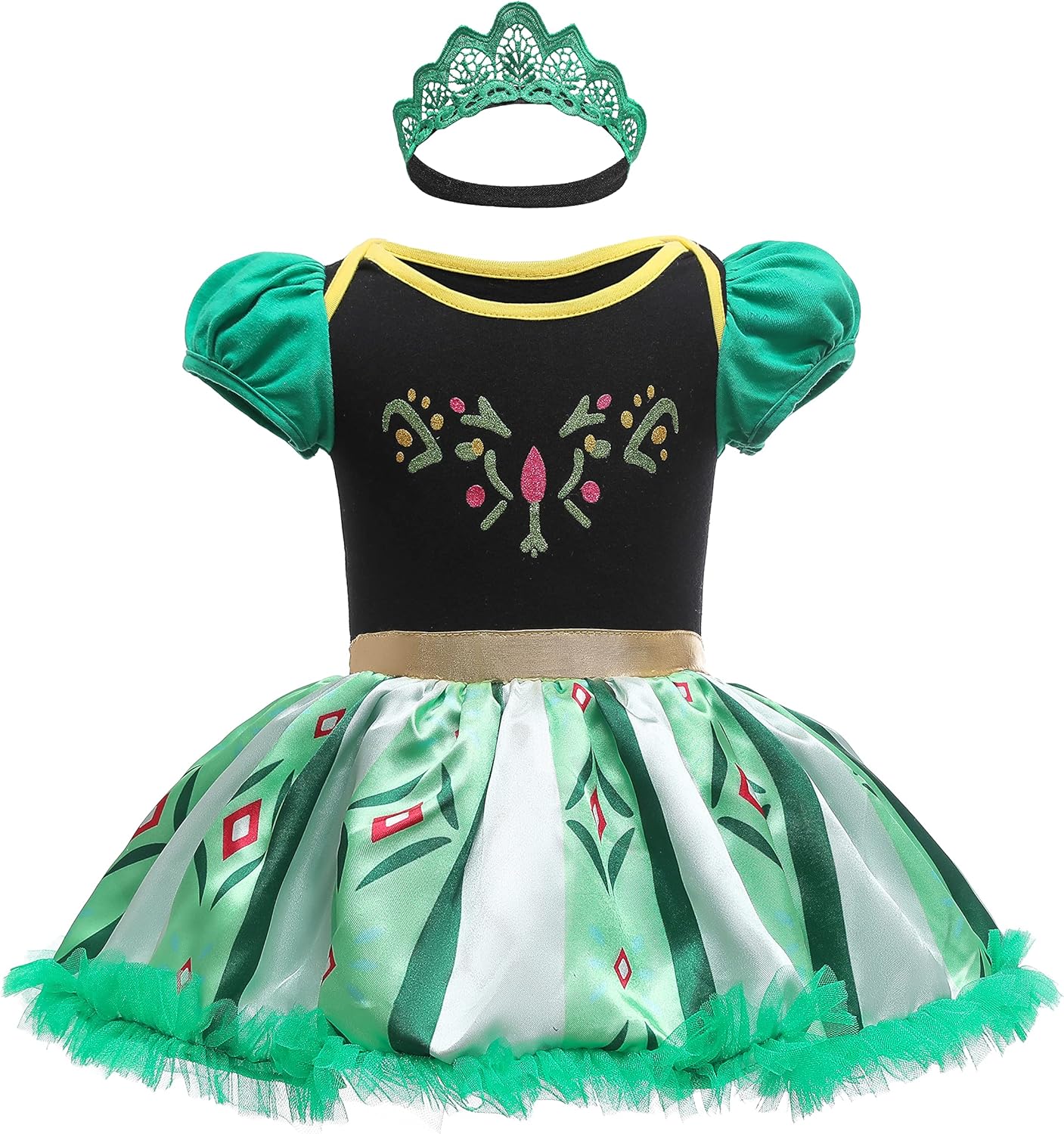 Dressy Daisy Infant Baby Girl Princess Dress Costume Romper Tulle Tutu Fancy Birthday Halloween Bodysuit Outfit with Headband