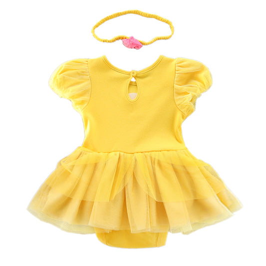 FC268 - Baby Girl Princess Romper Costumes Onesie Dress Bodysuit with Headband