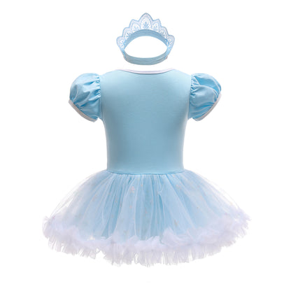 FC296 - Baby Girl Princess Romper Costumes Onesie Dress Bodysuit with Headband