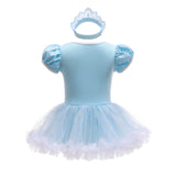 FC296 - Baby Girl Princess Romper Costumes Onesie Dress Bodysuit with Headband