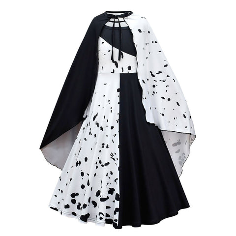 Dressy Daisy Girls Cruella Halloween Costume Dress with Cape and Wig