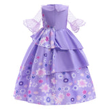 FC352 - Girls Encanto Isabela Halloween Costume Purple Flower Fancy Dress Size 3T to 10