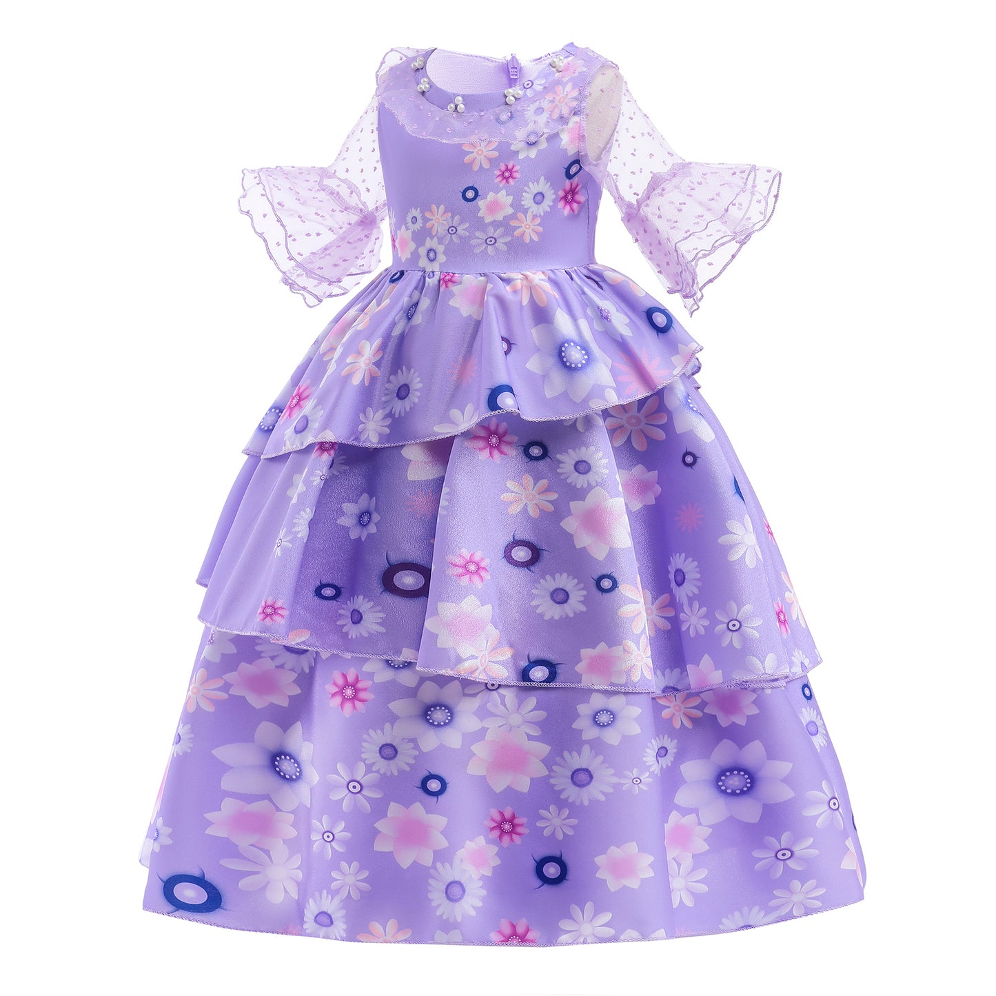 FC352 - Girls Encanto Isabela Halloween Costume Purple Flower Fancy Dress Size 3T to 10
