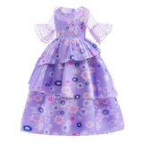 FC352 - Girls Encanto Isabela Halloween Costume Purple Flower Fancy Dress Size 3T to 10