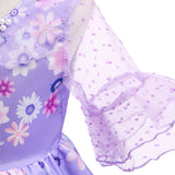 FC352 - Girls Encanto Isabela Halloween Costume Purple Flower Fancy Dress Size 3T to 10