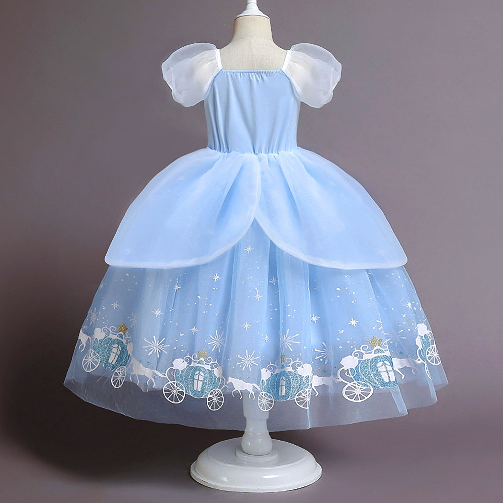 FC369 - Glass Slipper Princess Fancy Dress Up Halloween Costume with Arm Mitts for Girls