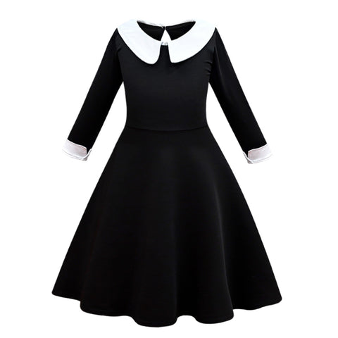 Dressy Daisy Wednesday Gothic Black Dress Halloween Costume