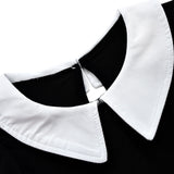 FC374 - Wednesday Gothic Black Dress Halloween Costume Fancy Party Cosplay Outfit with Hair Wig for Girls Size 4T to 14