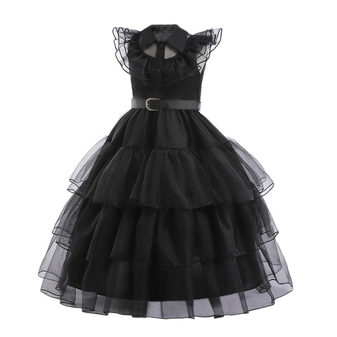 Dressy Daisy - Wednesday Black Prom Dress Halloween Birthday Party Costume with Hair Wig for Toddler & Little Girls Size 4T to 12 Dressy Daisy - Wednesday Black Prom Dress Halloween Birthday Party Costume with Hair Wig for Toddler & Little Girls Size 4T to 12