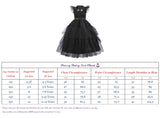 FC397 - Wednesday Black Prom Dress Halloween Birthday Party Costume with Hair Wig for Toddler & Little Girls Size 4T to 12