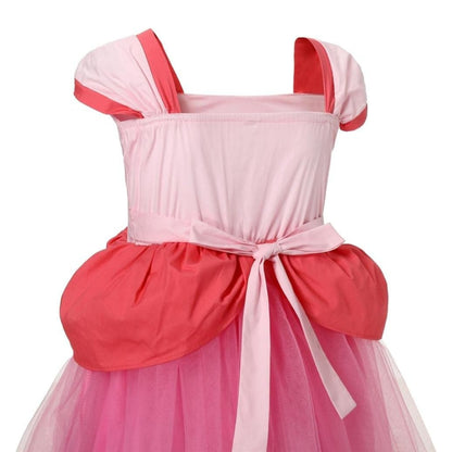 girls hot pink princess dress tulle party back closeup view