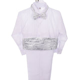 ST028A Baby Boys' 5 Pcs Set Jacquard Cummerbund Formal Tuxedo Suits With Tail Size 9 Months - 3