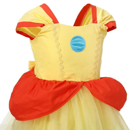 girls yellow princess dress tulle party front closeup view