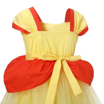 girls yellow princess dress tulle party back closeup view
