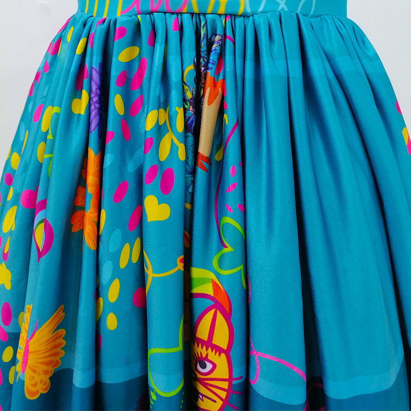 kids floral dress costume detail view