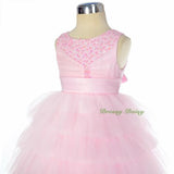 FG292 Baby Girls Beads Tulle Tiered flower Girl  Pageant Birthday Dresses Size 6 Months - 3