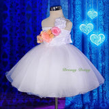 FG273 Colourful Roses One-Shoulder Tube Pretty Flower Girl Wedding Dress Size 2-8