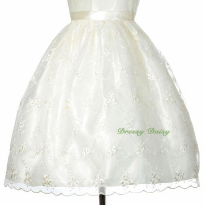 FG289 Elegant Floral Embroideries Skirt See-Through Wedding Flower Girl Dress Size 4-8