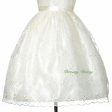 FG289 Elegant Floral Embroideries Skirt See-Through Wedding Flower Girl Dress Size 4-8