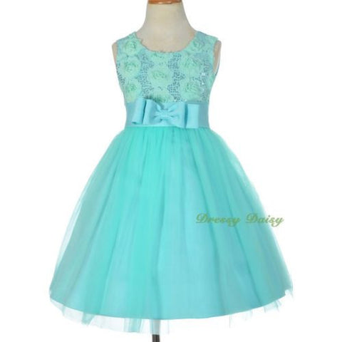 FG293 Girls' Sequin Satin Tulle Pageant Dresses Flower Girl Party Dress Size 3-10