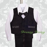 ST022A Baby Boys' 5 Pcs Set Formal Tuxedo Suits No Tail Wedding Christening Outfits Size 0 Months to 4T