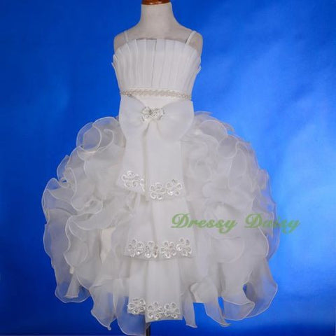FG230 Girls' Pearls Flower Girl Communion Dresses Pageant Occasion Dress Size 2-12