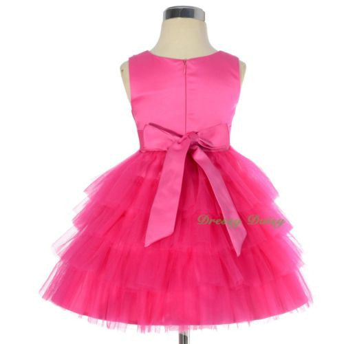 FG292 Baby Girls Beads Tulle Tiered flower Girl  Pageant Birthday Dresses Size 6 Months - 3