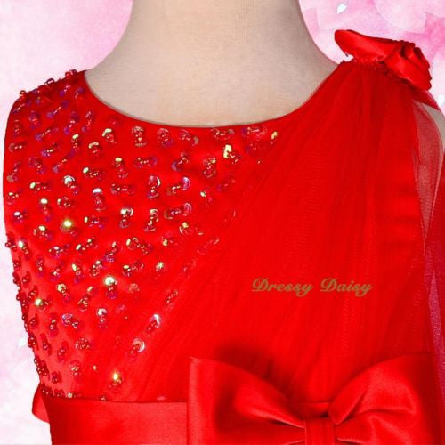 FG275 Girls' Beaded Satin Tulle Wedding Flower Girl Pageant Party Dresses Size 18 Months - 8