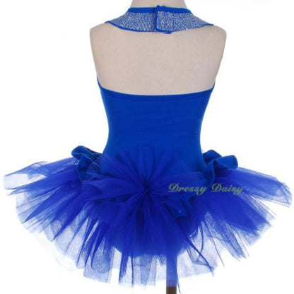 BA054 Rhinestone Girl Halter Ballet Tutu Dance Fairy Costume Pageant Kid Size 3T-8