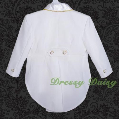 ST015A Baby Boys' Jacquard Vest 5 Pieces Formal Tuxedo Suit With Tail Christening Outfit Size 9 Months - 3