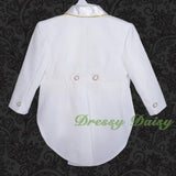 ST015A Baby Boys' Jacquard Vest 5 Pieces Formal Tuxedo Suit With Tail Christening Outfit Size 9 Months - 3