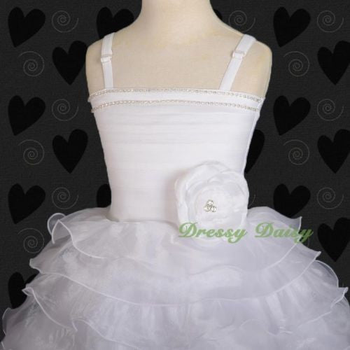 FG200 Glittering Diamante 10 Layer Bridesmaid Wedding Flower Girl Dress Size 18 Months - 7
