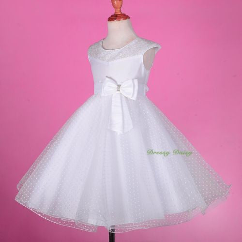 FG243 Girls' Polka Dot Pattern Tulle Flower Girl Pageant Dresses Size 2-8